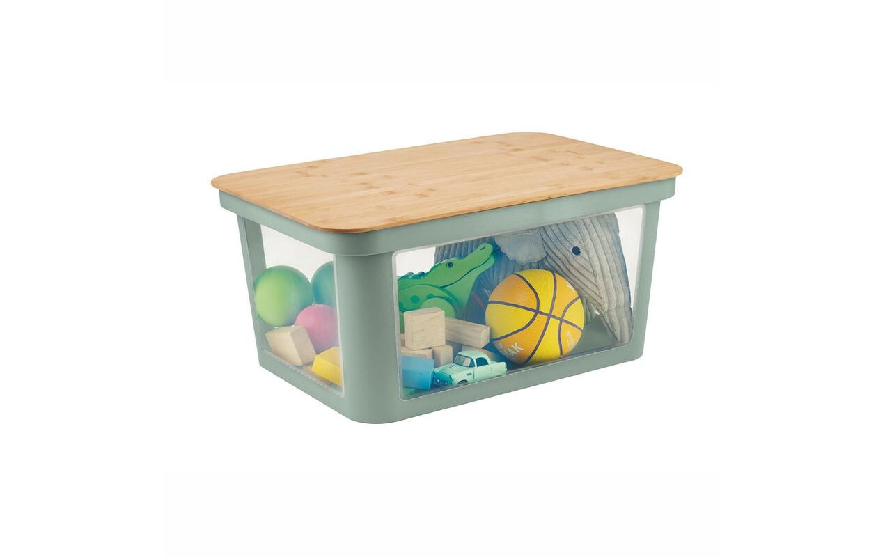 Spielzeugbox PINA 45 l Sage GreenStylische Box mit Bambusdeckel