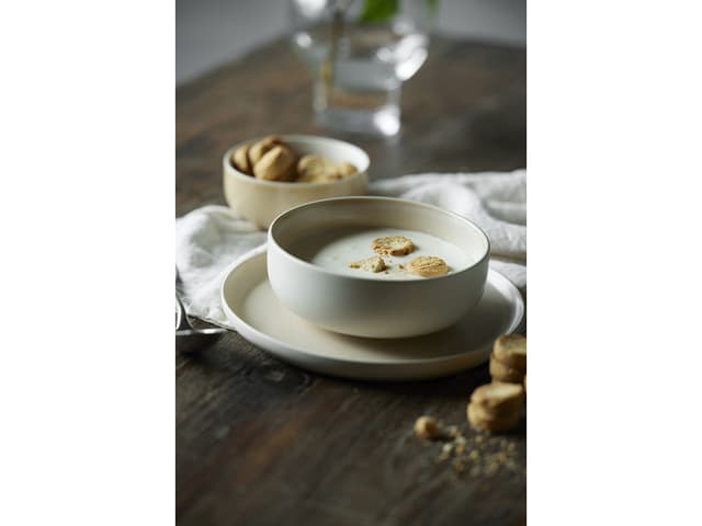 Studio Round Skål Matte sand/Matte white