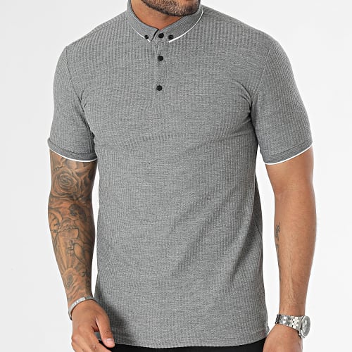 Polo Manches Courtes Gris Chiné