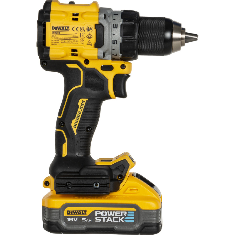 DeWALT DCD800H2T-QW XR compacte accu schroefboormachine met 2x 5,0Ah Powerstack accu 18V 5,0Ah Li-ion