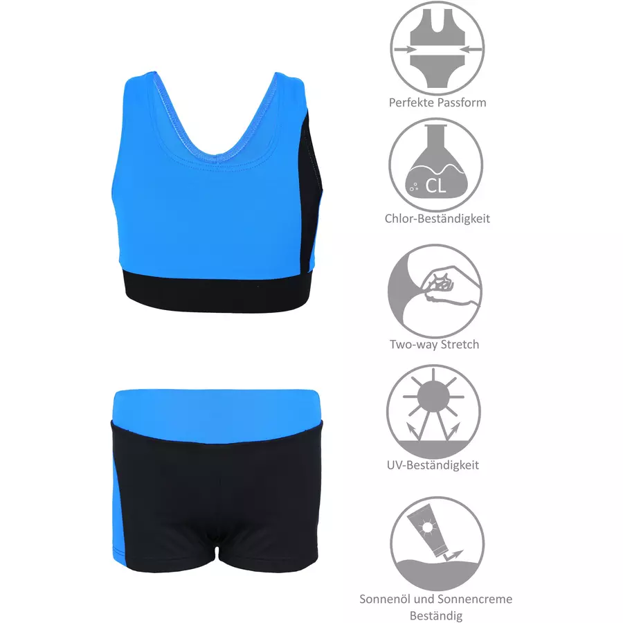 Aquarti Mädchen Sport Bikini - Racerback Bustier & Badehose schwarzblau