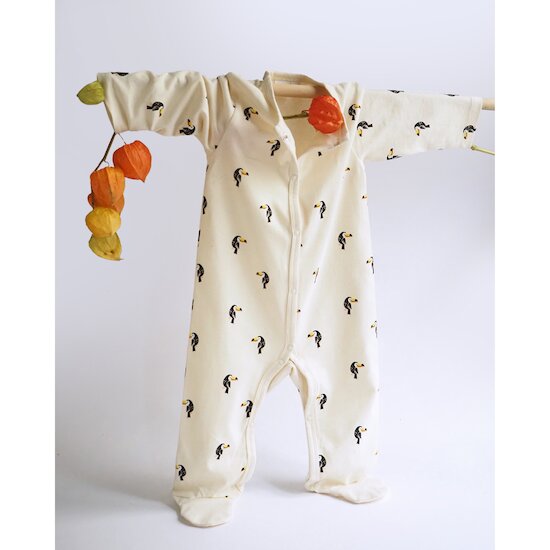 Pyjama en coton recyclé   Beige AOP        de               P'tit bisou