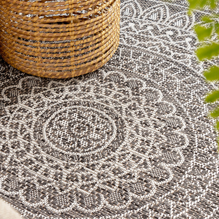 Rond buitenkleed - Summer Azteca Grijs