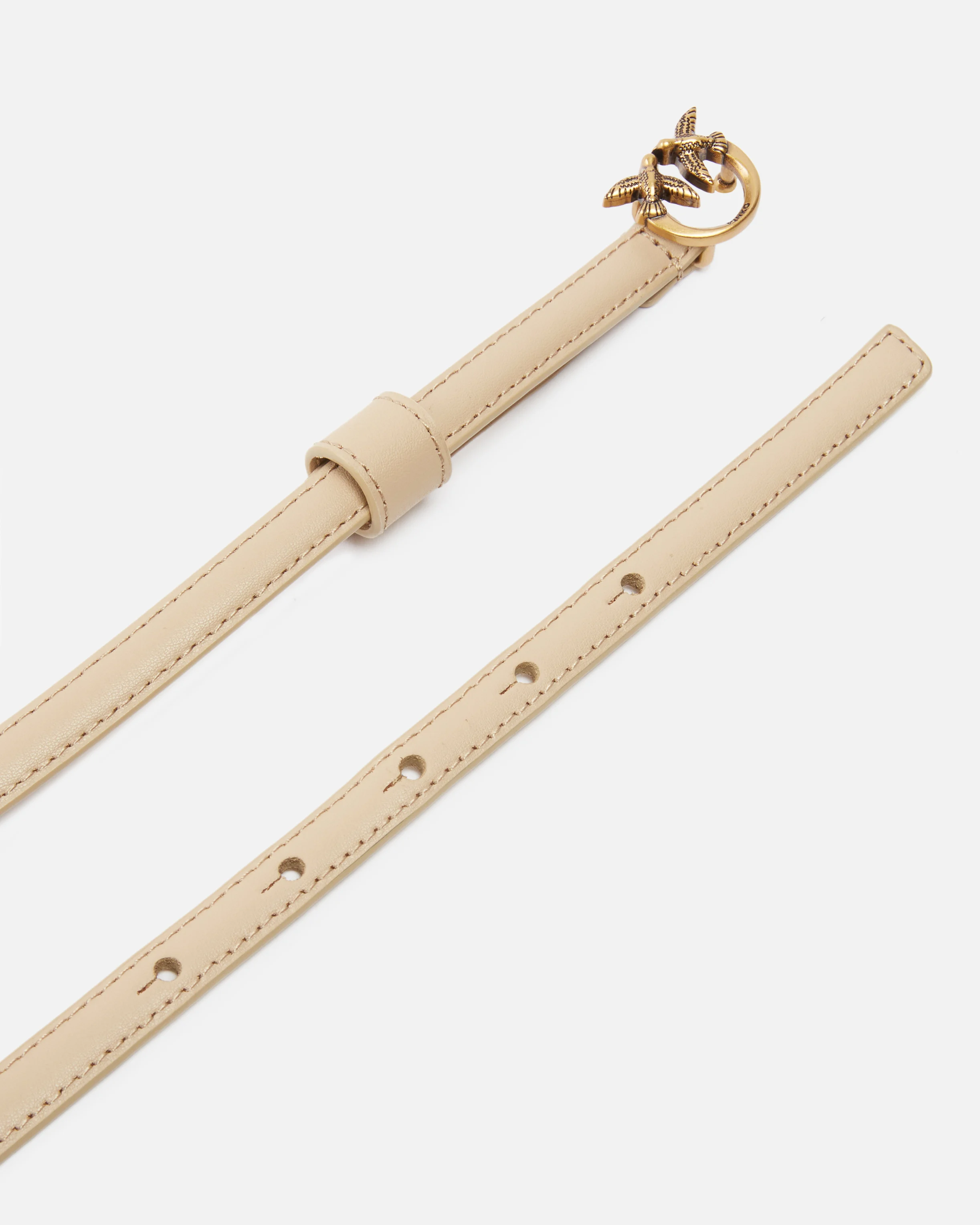 Fine ceinture avec boucle love birds | Marron