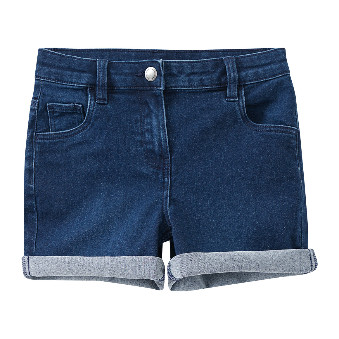 Famy 3 Mädchen Jeansshorts im Five-Pocket-Style dunkelblau / blau / grau