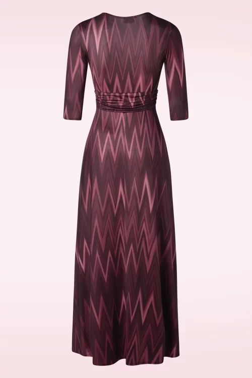 Vintage Chic for Topvintage Fresia Zigzag maxi jurk in wijnrood