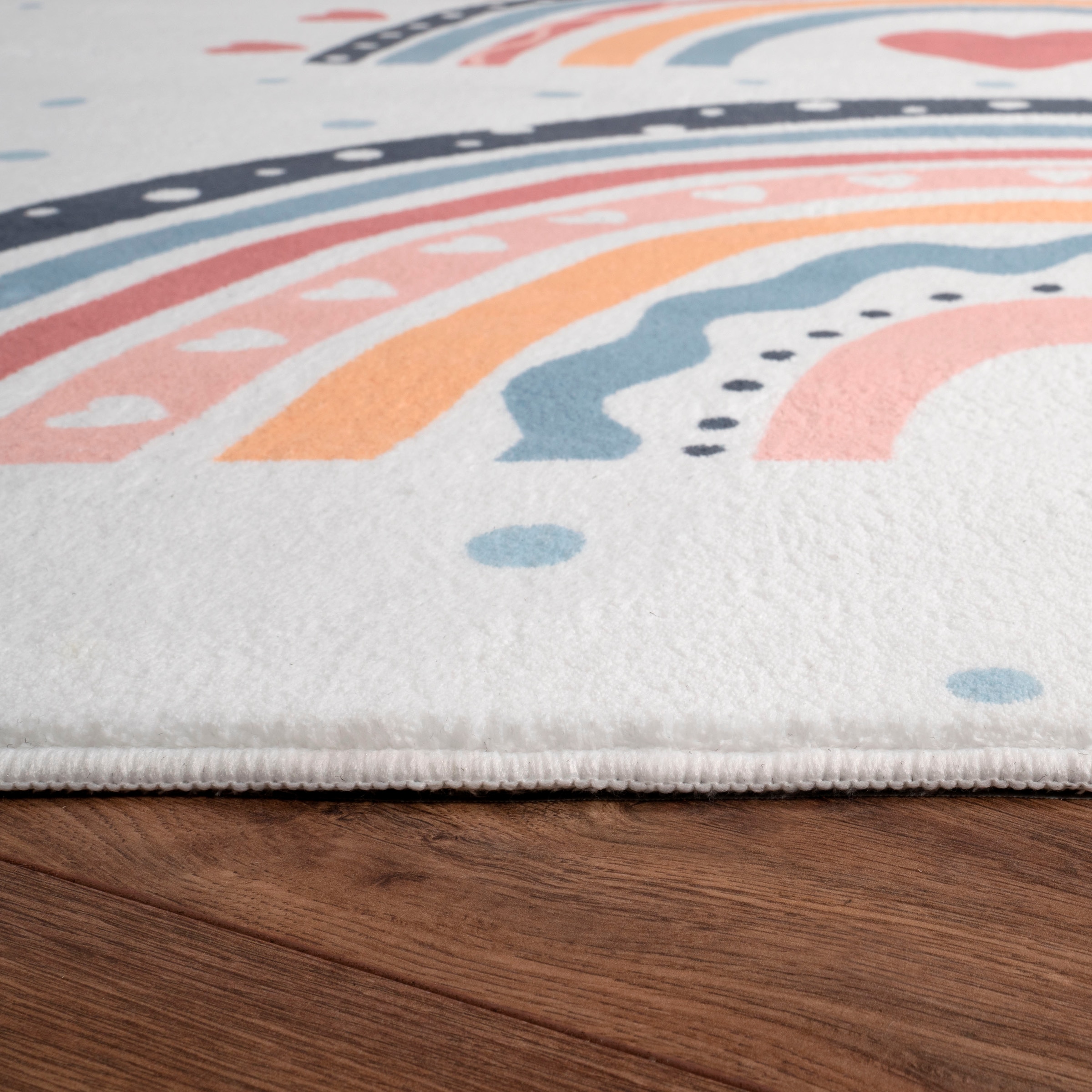 Paco Home Kinderteppich »Eliz 392« rechteckig 12 mm Höhe Kurzflor, Spielteppich, Patchwork-Muster, Motiv Punkte & Regenbogen
