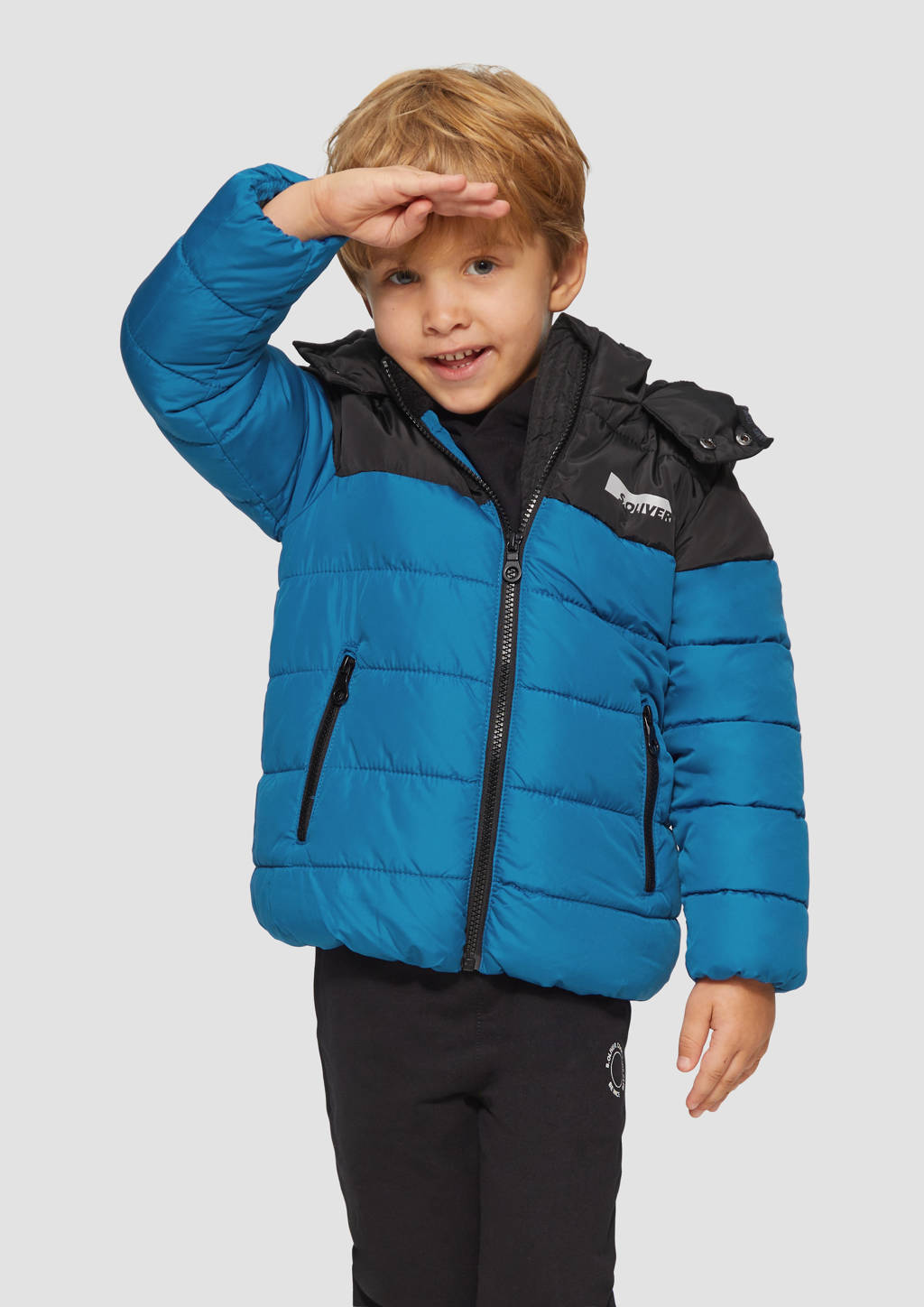s.Oliver gewatteerde winterjas zwart/blauw