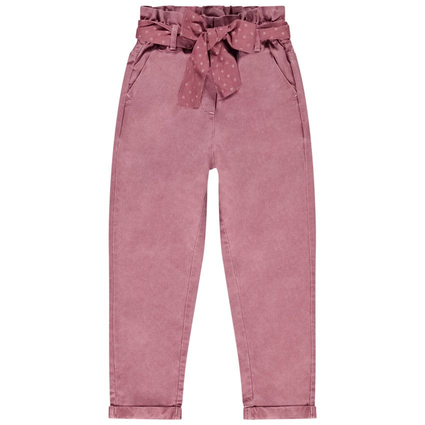 Pantalon paperpag + ceinture imprimé étoiles pour fille - Fuchsia