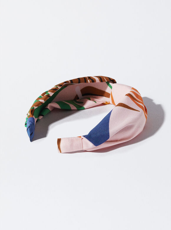 Faixa de cabelo larga estampada - Multicolorida