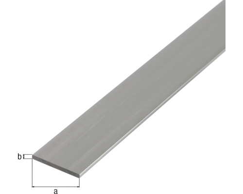 Platte staaf, natuurlijk aluminium, 20x5 mm, 1 m