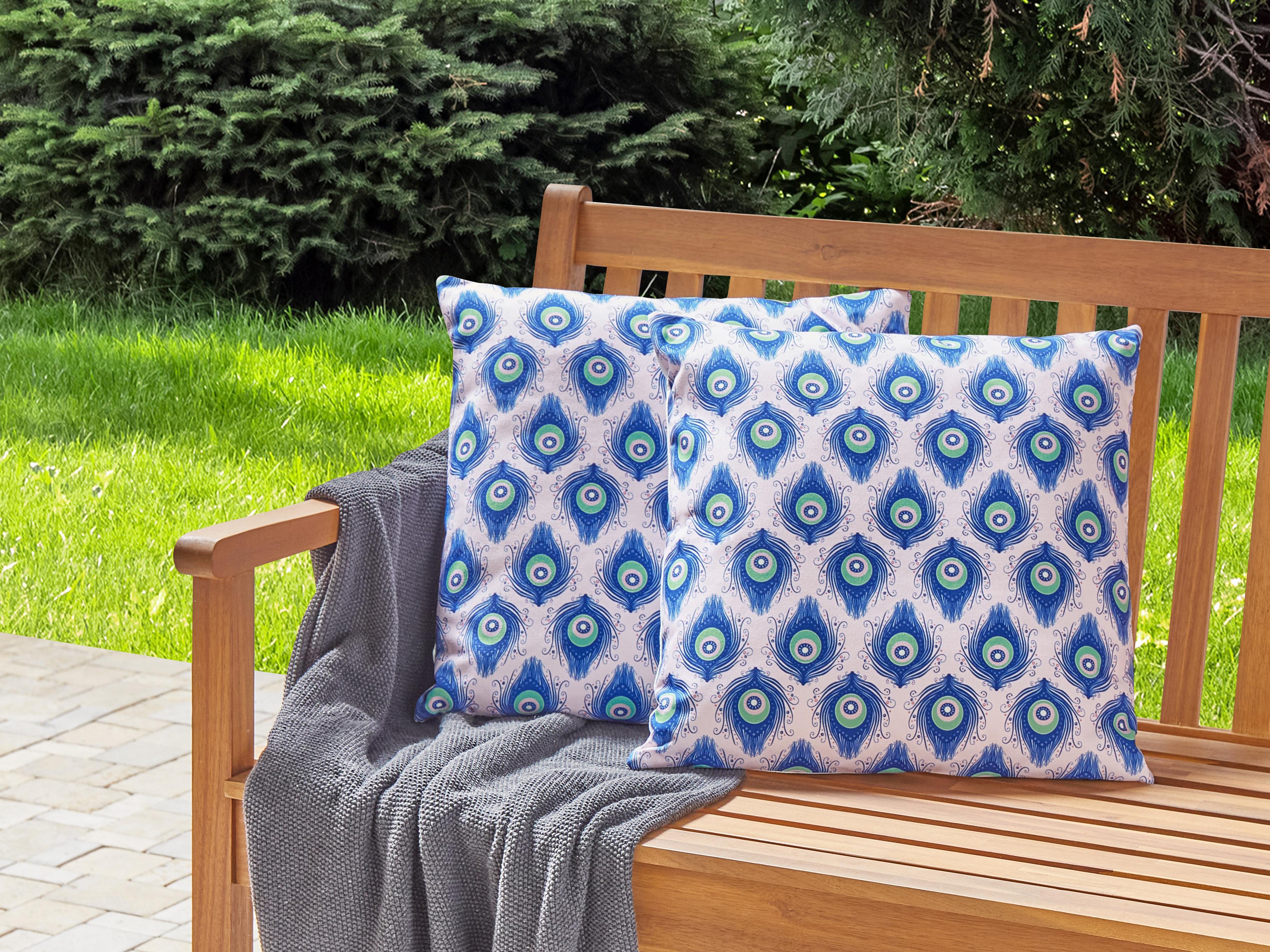 Set van 2 tuinkussens CERIANA dierenprint 45 x 45 cm Blauw
