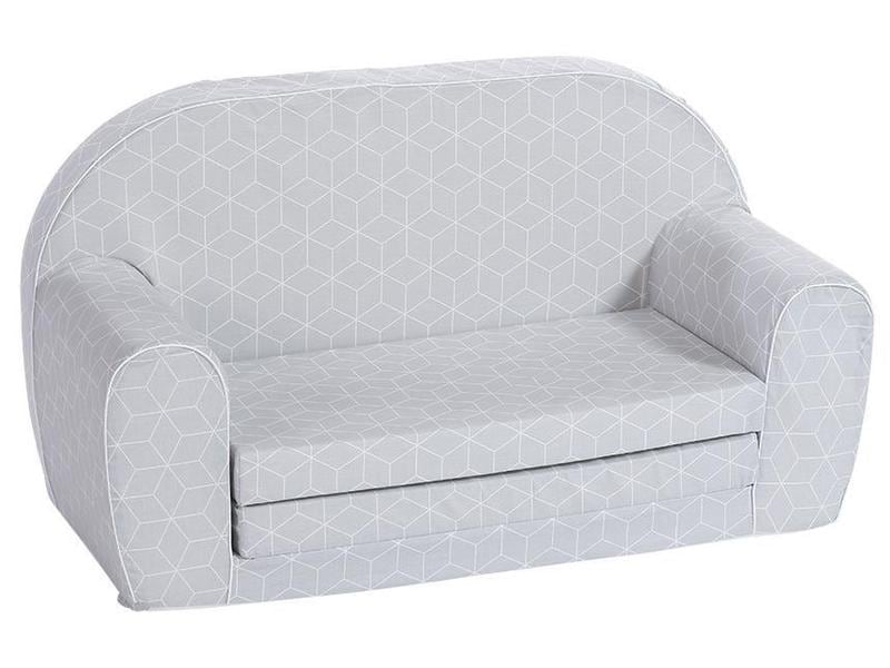 Knorrtoys Kindersofa Grau mit Geo Würfel Ausklappbares Kindersofa