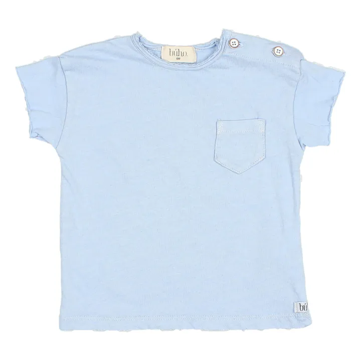 Búho T-shirt Poche Lin Bébé | Bleu ciel