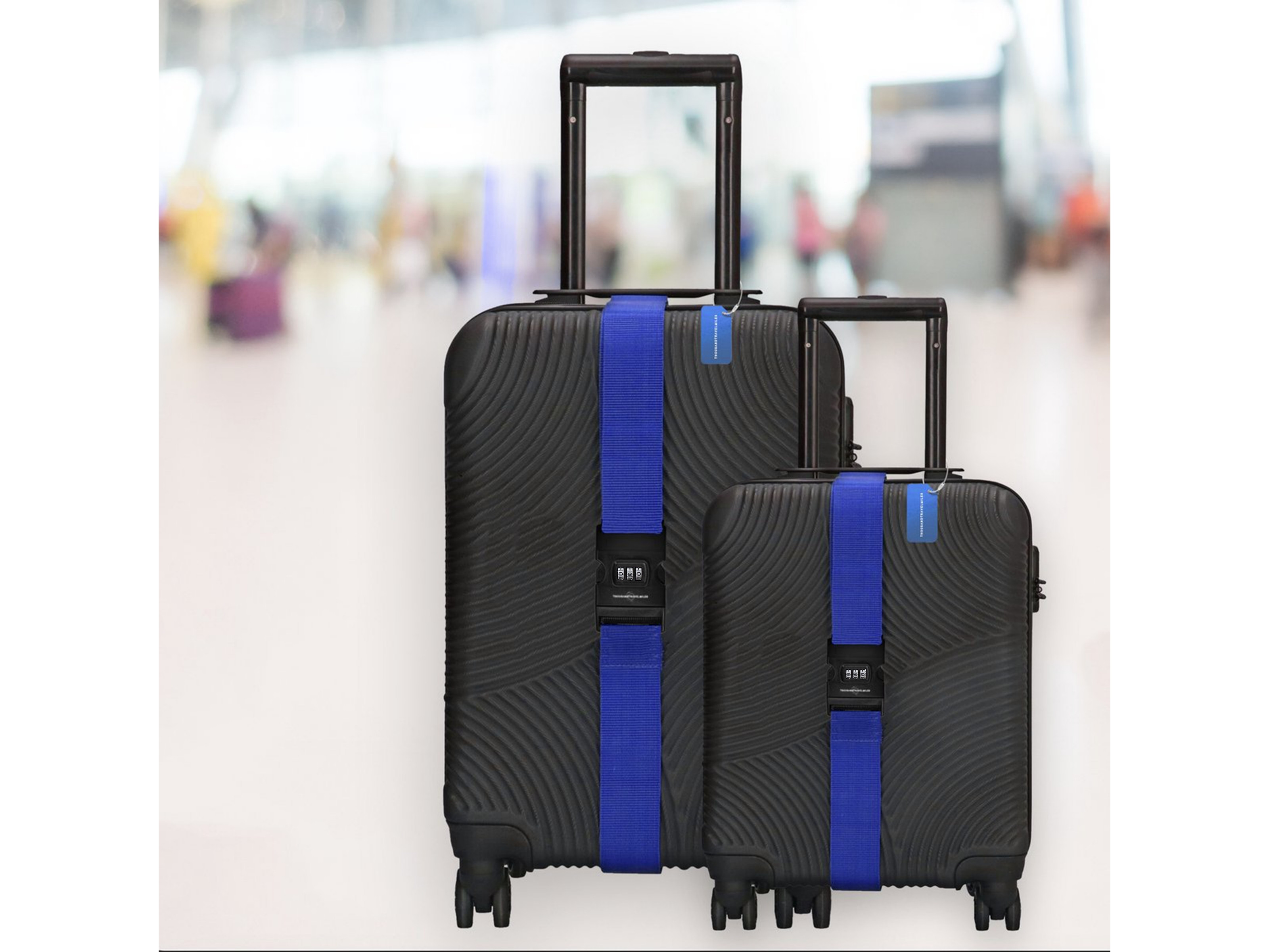 Thousandtravelmiles 2 kofferriemen met 2 bagagelabels - Blue