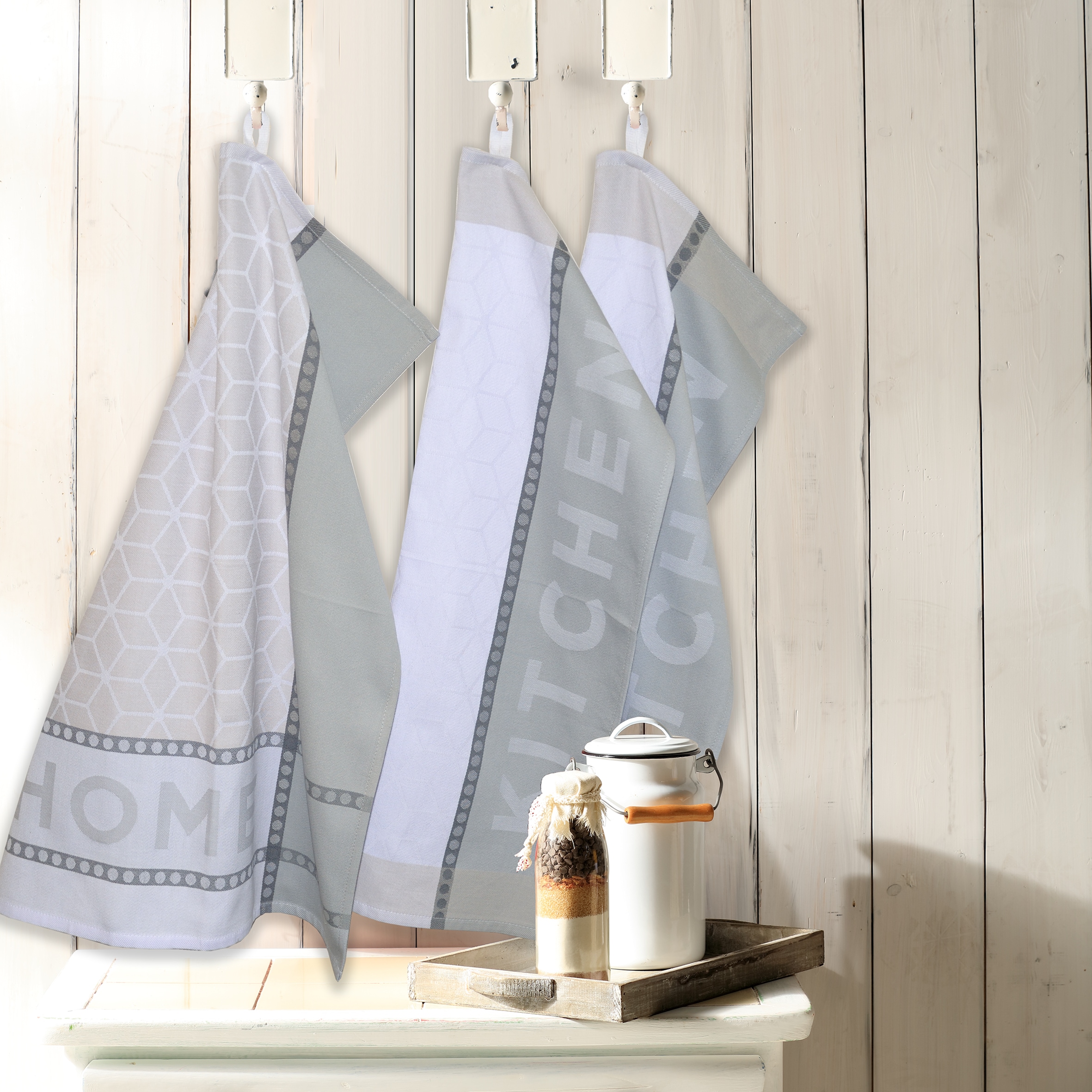 Dyckhoff Geschirrtuch »HOME / KITCHEN, Masse je Tuch ca. 50x70 cm« mit zwei verschiedenen Motiven