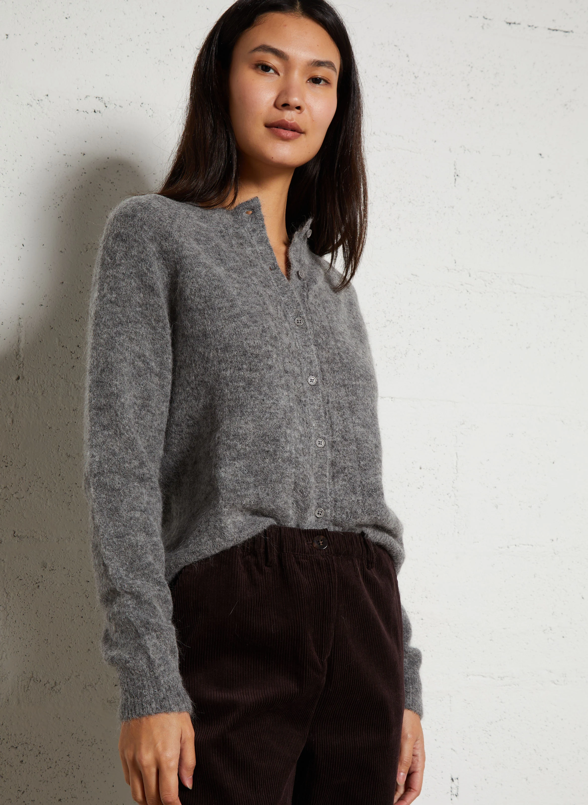 GABY - Gilet col rond | Gris