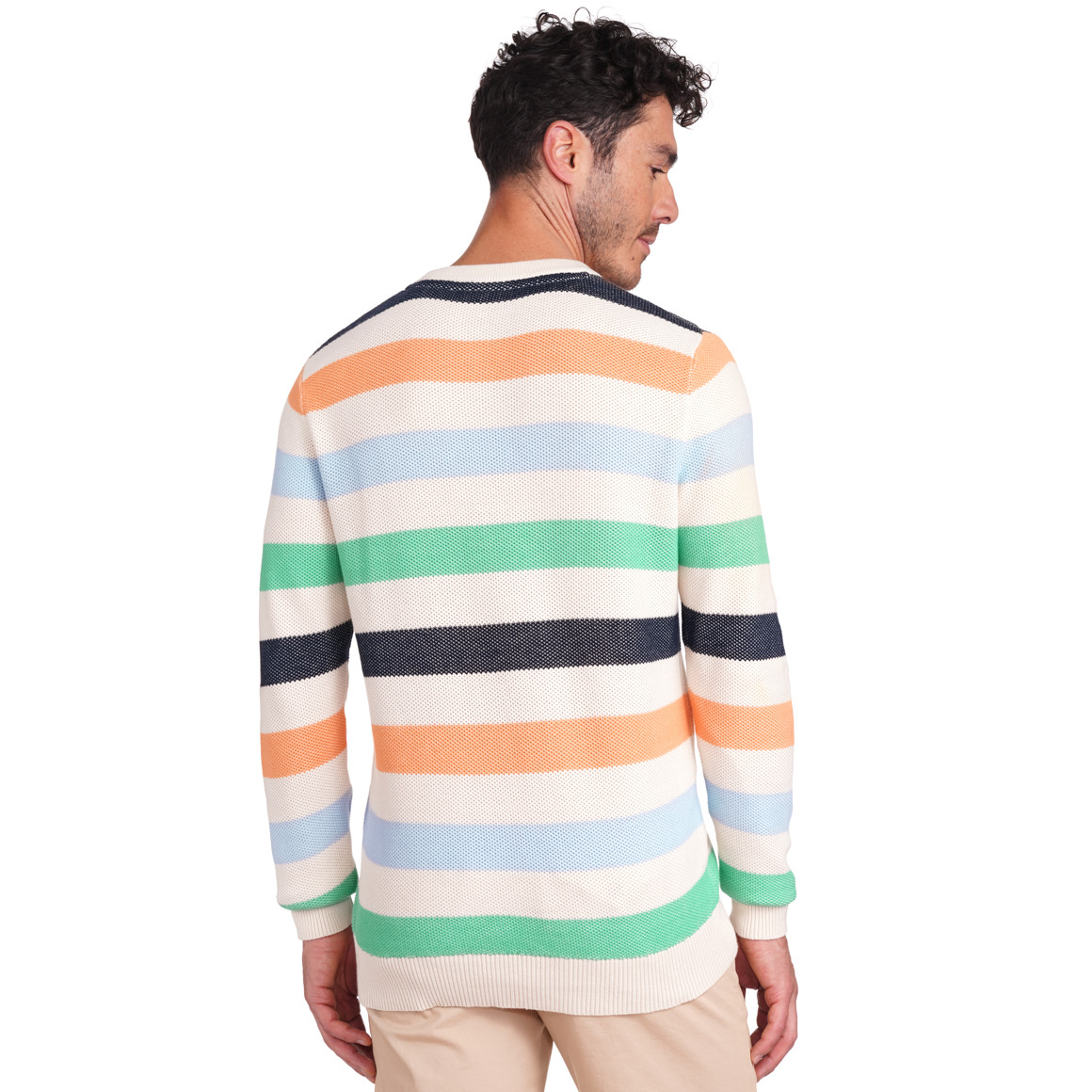 VanVaan Herren Pullover mit bunten Streifen creme / bunt
