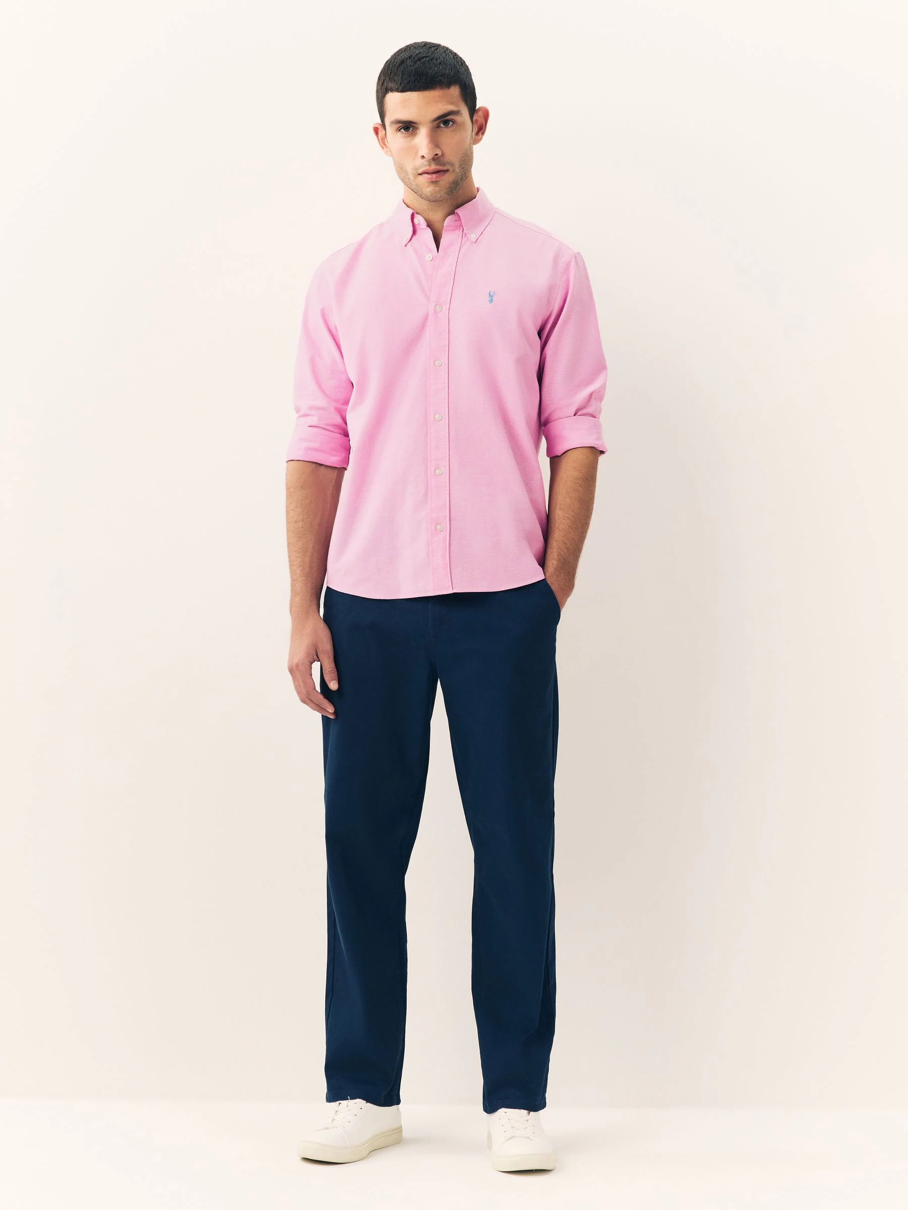 Roze - Slim Fit - Oxford-hemd met lange mouwen