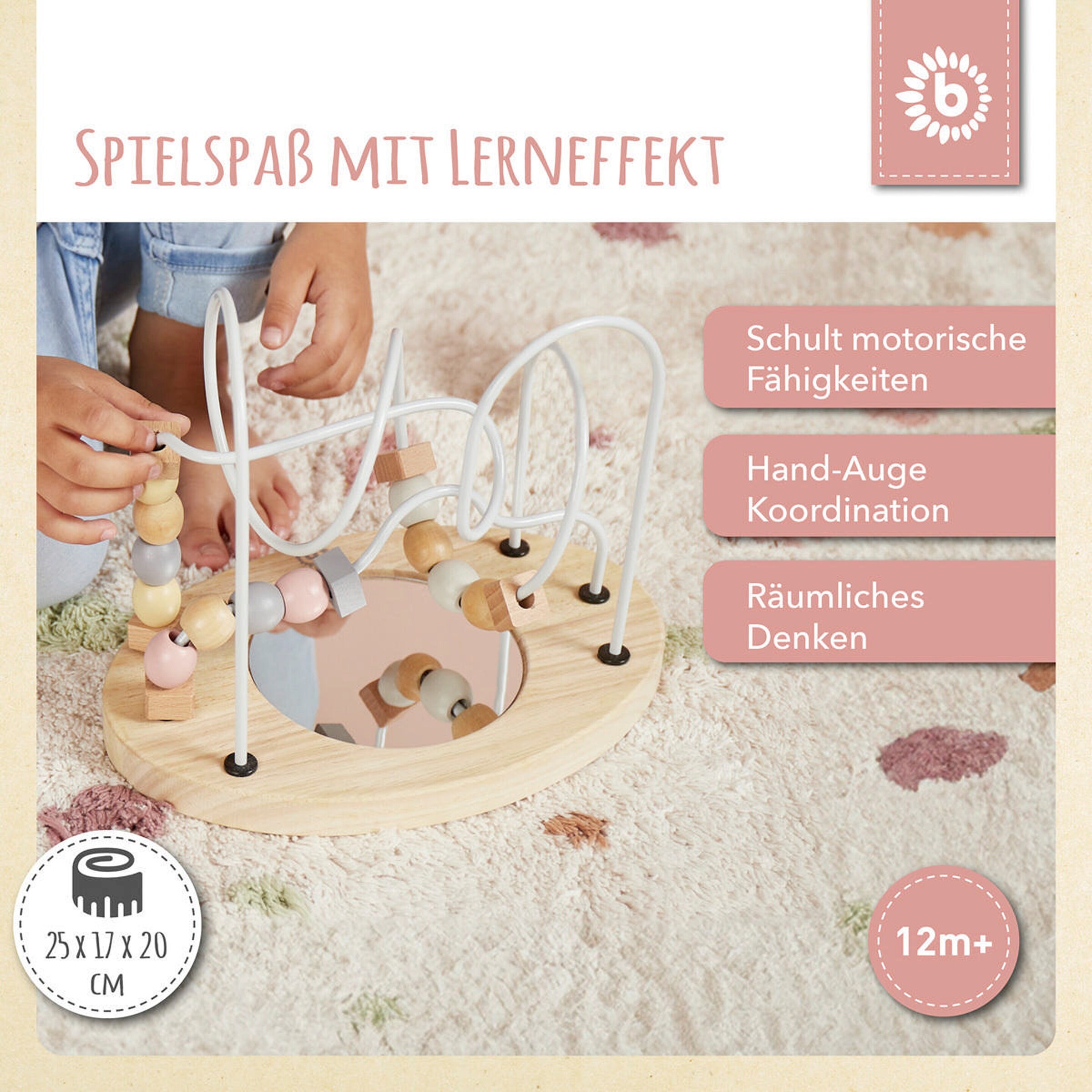 Bieco Motorikschleife mit Spiegel - ab 12 Monate Rosa
