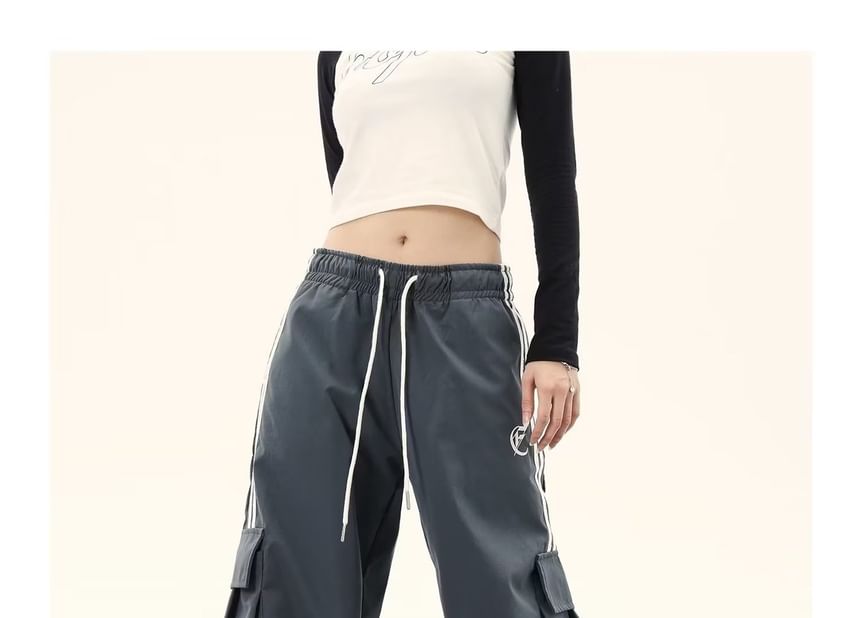 Rosesand - Lage taille, gestreepte, losse, wijde joggingbroek met zakken