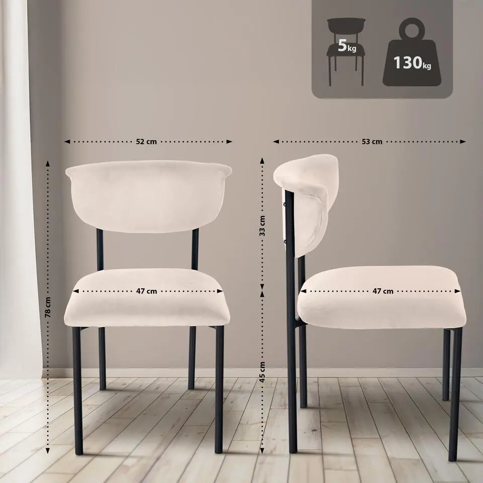 CLP Eetkamerstoel Gambell Fluweel - creme