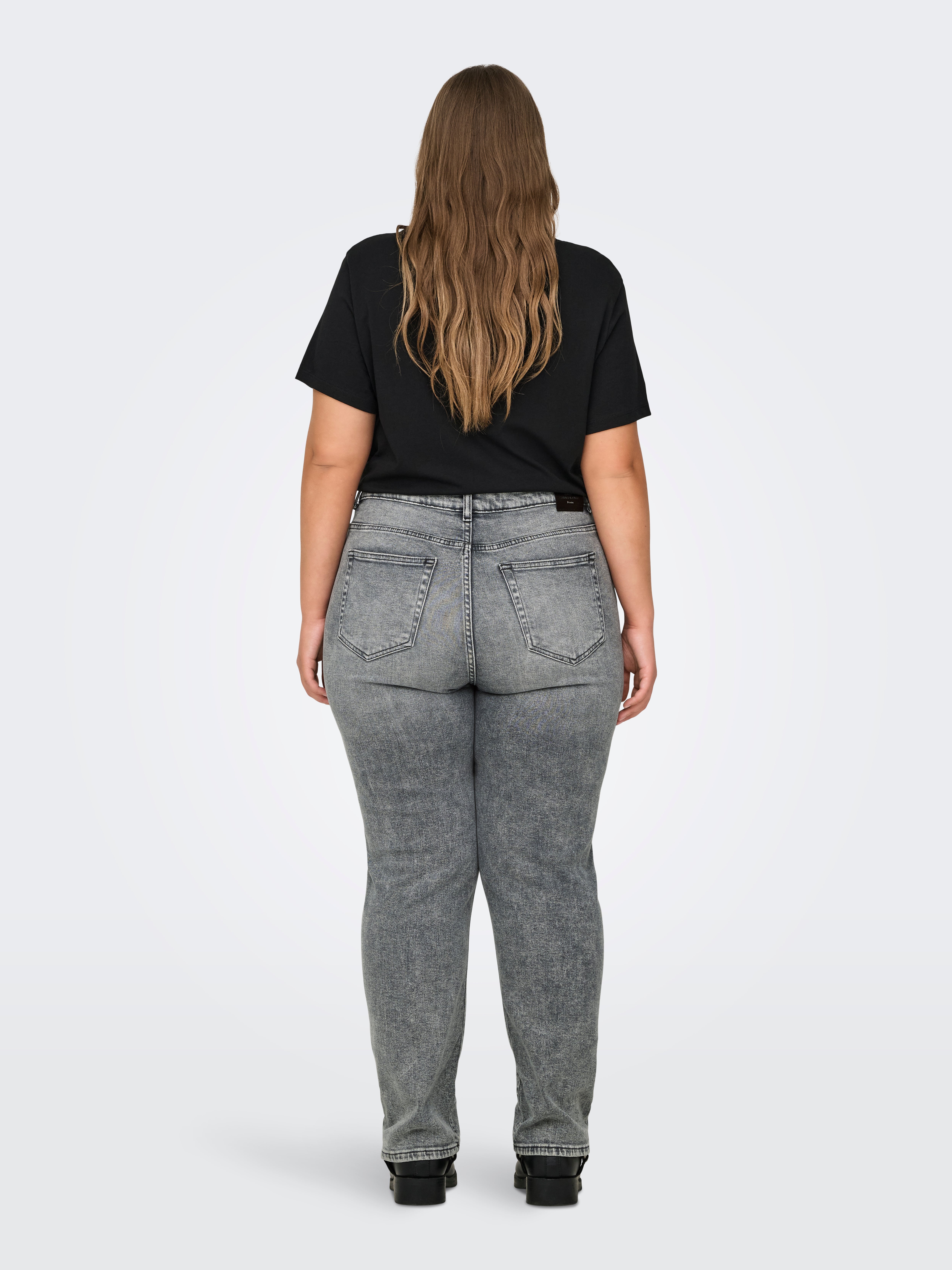 CARMILY Hohe Taille Gerade geschnitten Jeans Medium Grey Denim