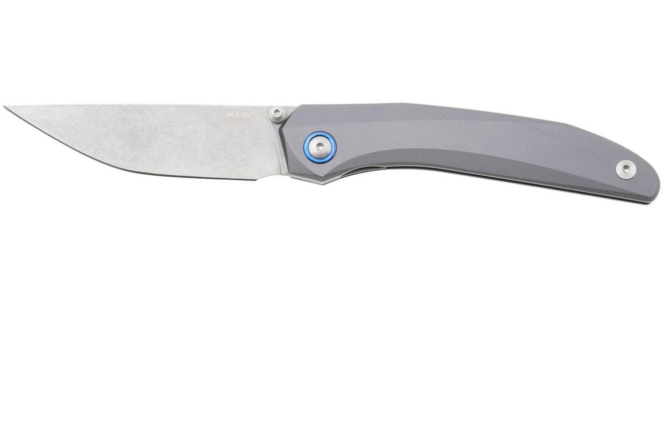 MKM Detonario DT-AT Stonewashed Böhler M390, Titanium Finish Aluminium, zakmes, TNT Knives design