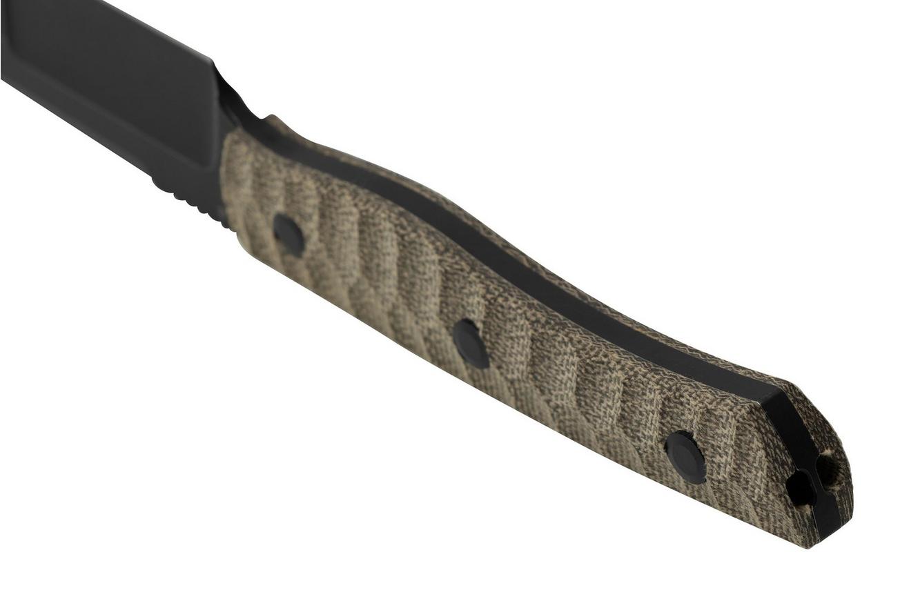Bestech Heidi Blacksmith #2 Hollow Compound Grind, Black Stonewashed, Canvas micarta BFK04D vaststaand mes