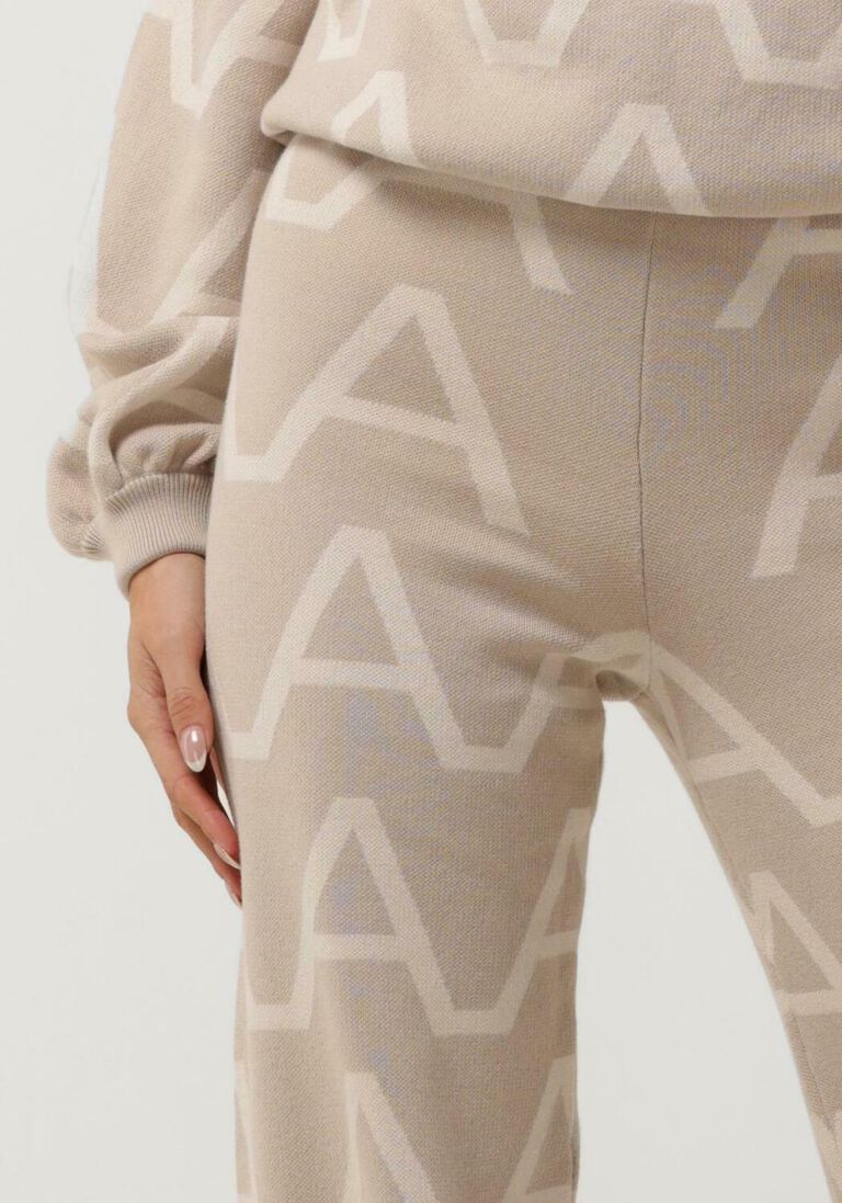 ALIX THE LABEL zand alix the label wijde broek ladies knitted a jacquard pants