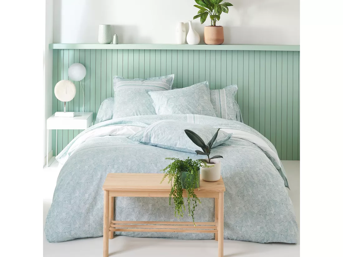 Taie de traversin 240x43 cm coton LÉO bleu Ecume