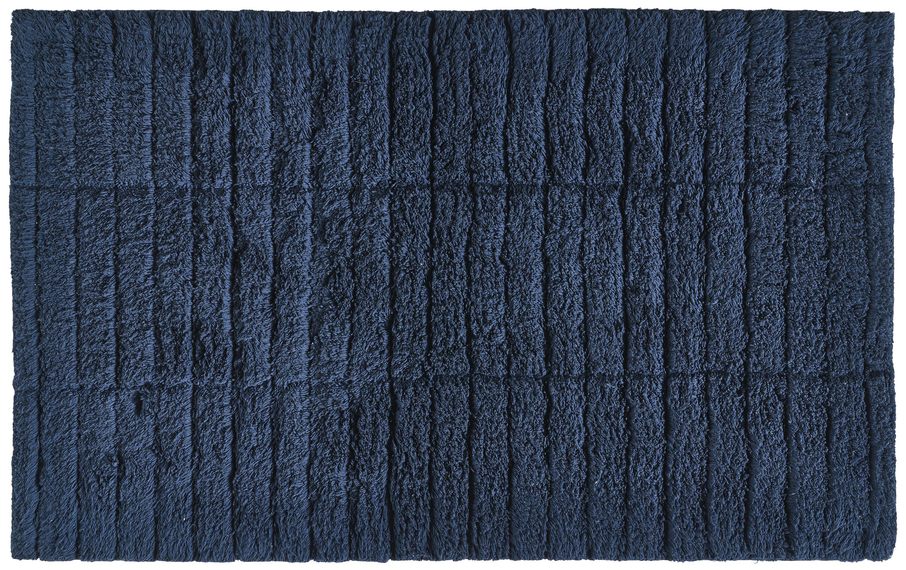 Badteppich Tiles 50 x 80 cm, Dark BlueRutschfester Duschteppich aus 100% Baumwolle