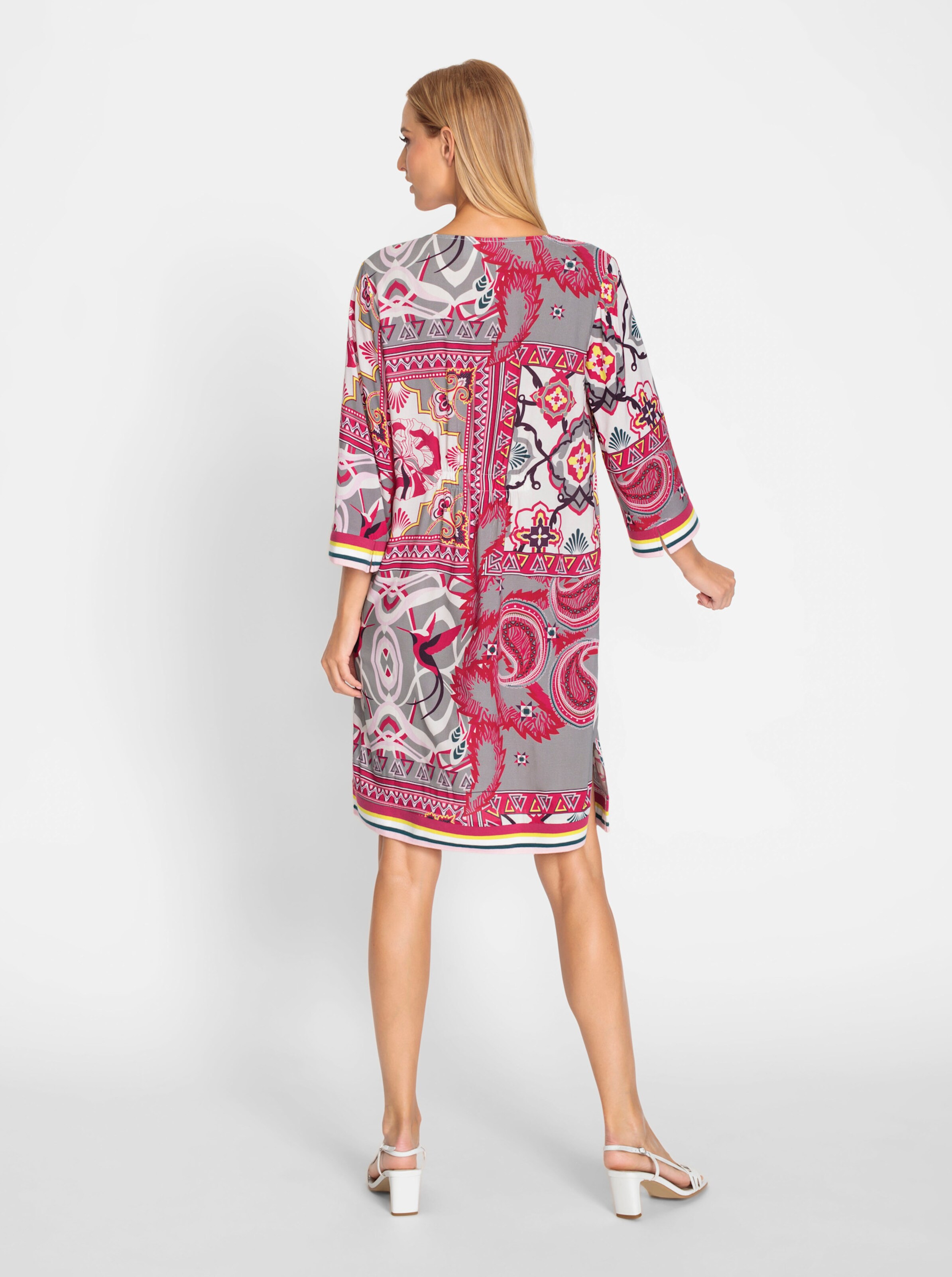 heine Druck-Kleid in ecru-rosé-bedruckt