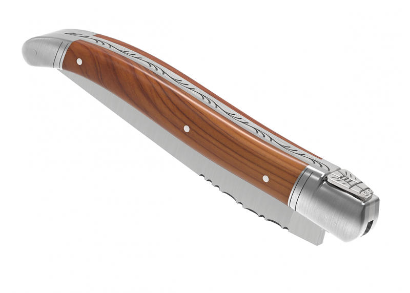 Couteau Laguiole avec un manche en bois d'If et 2 mitres en acier inoxydable