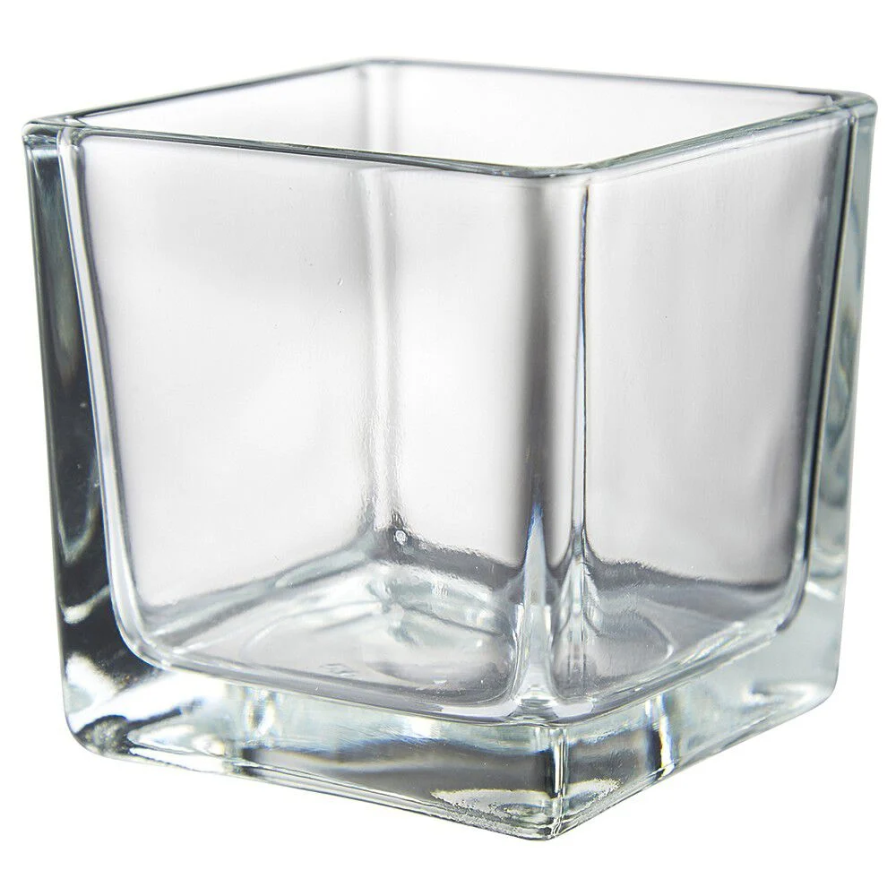 Photophore carré en verre transparent