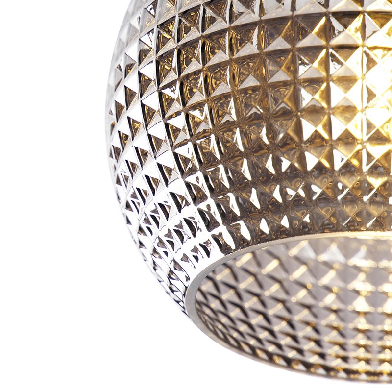Art Deco plafondlamp zwart met smoke glas - Sphere