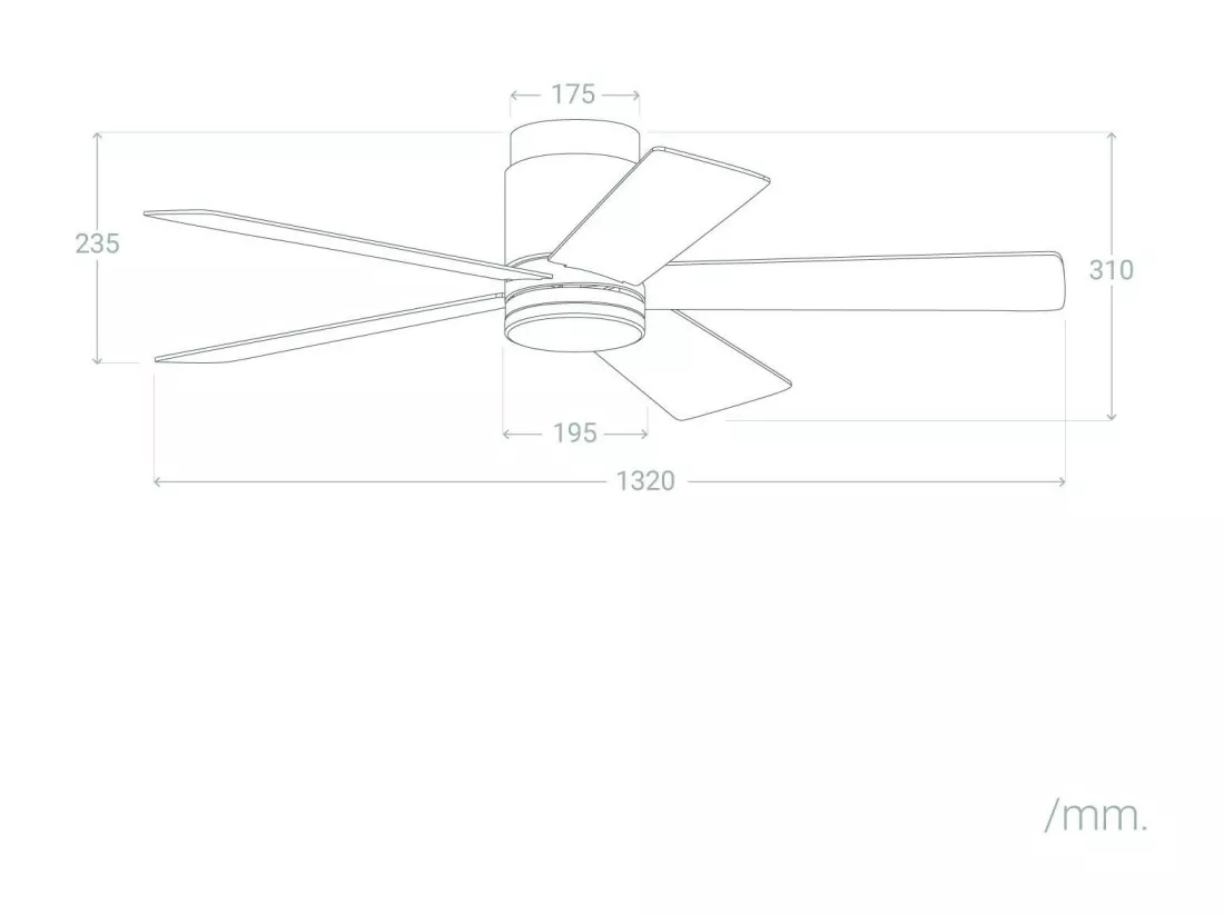 Ventilateur de Plafond Silencieux Flatiron 132 cm Moteur DC Argent Télécommande Sans lumière