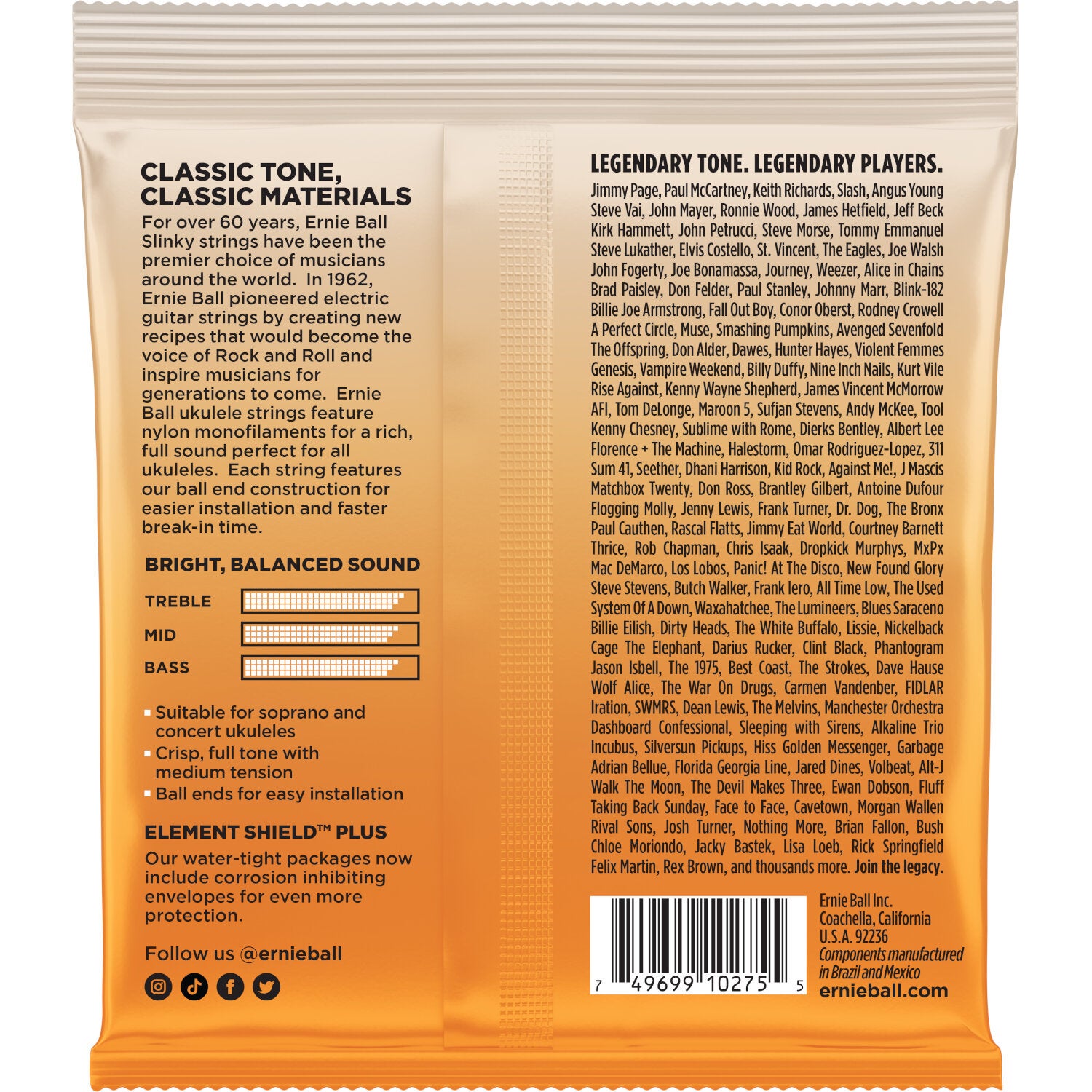 Ernie Ball 2329 Ukulele Strings Clear concert ukelele snarenset