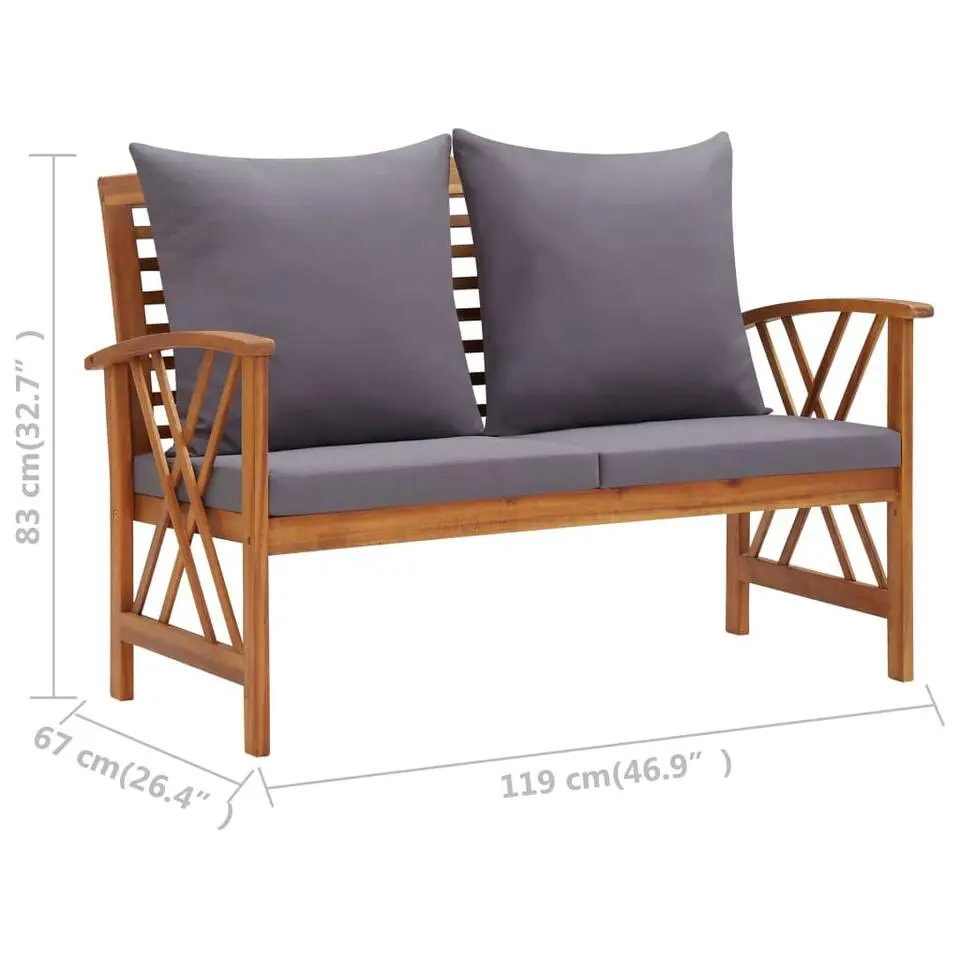 vidaXL - Loungeset - Grijs - Hout