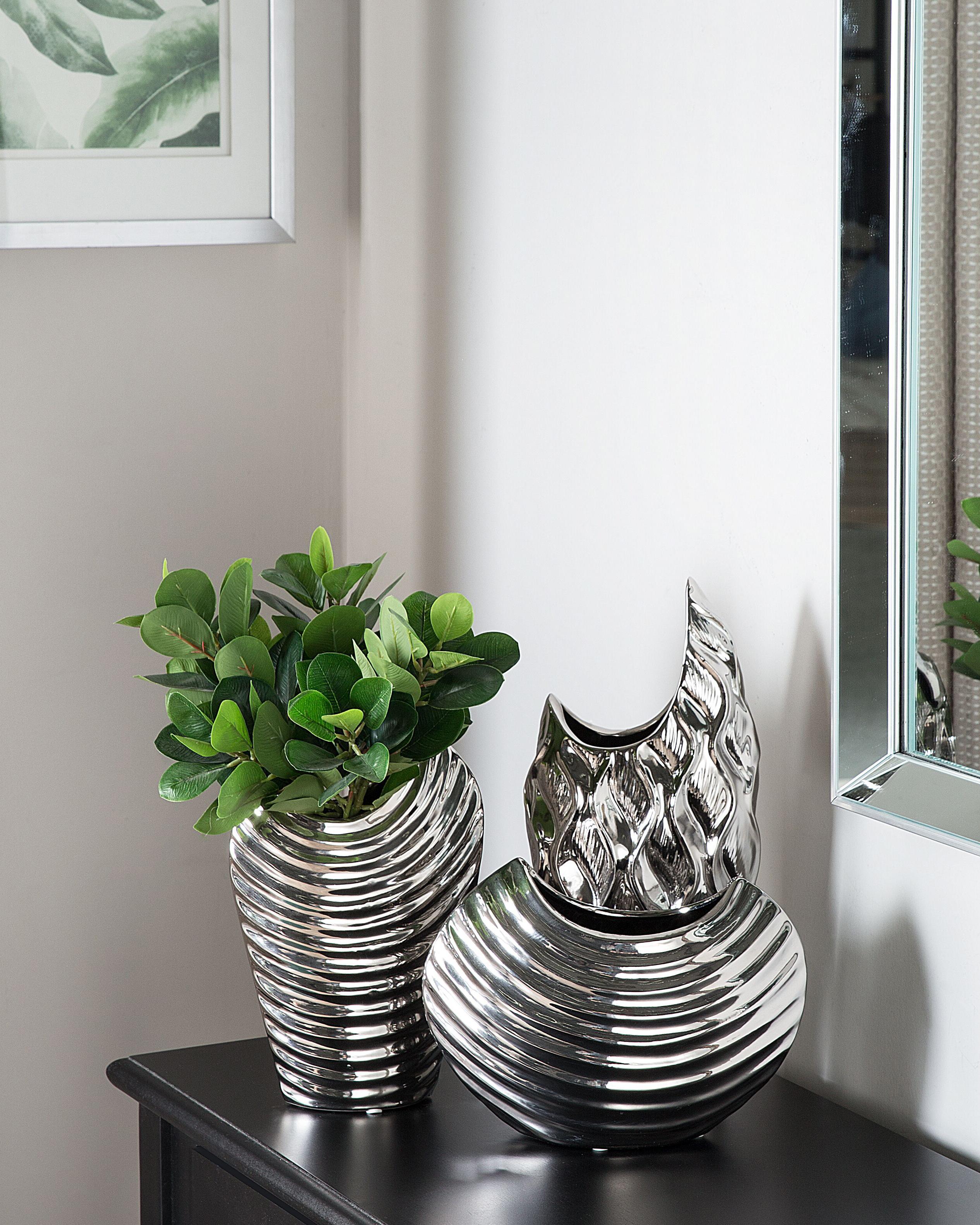 Decoratieve vaas HALUZA Steengoed 35 cm Zilver