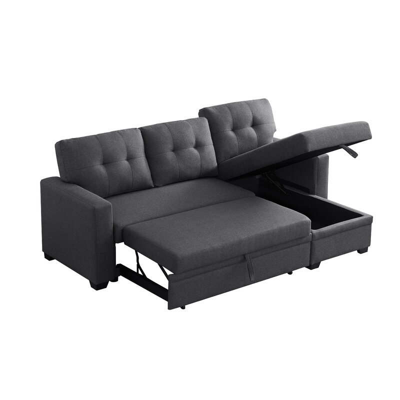 Anyan 83&prime;&prime; Wide Linen Reversible Sleeper Sofa & Chaise