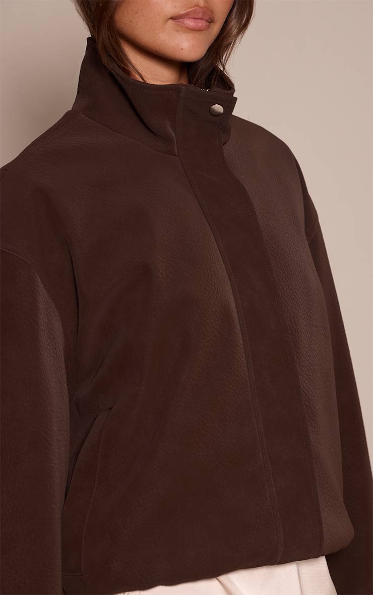 Chocolat Veste Col Montant En Synthétiquecuir Pêche