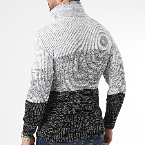 Pull Col Amplified Blanc Noir Gris