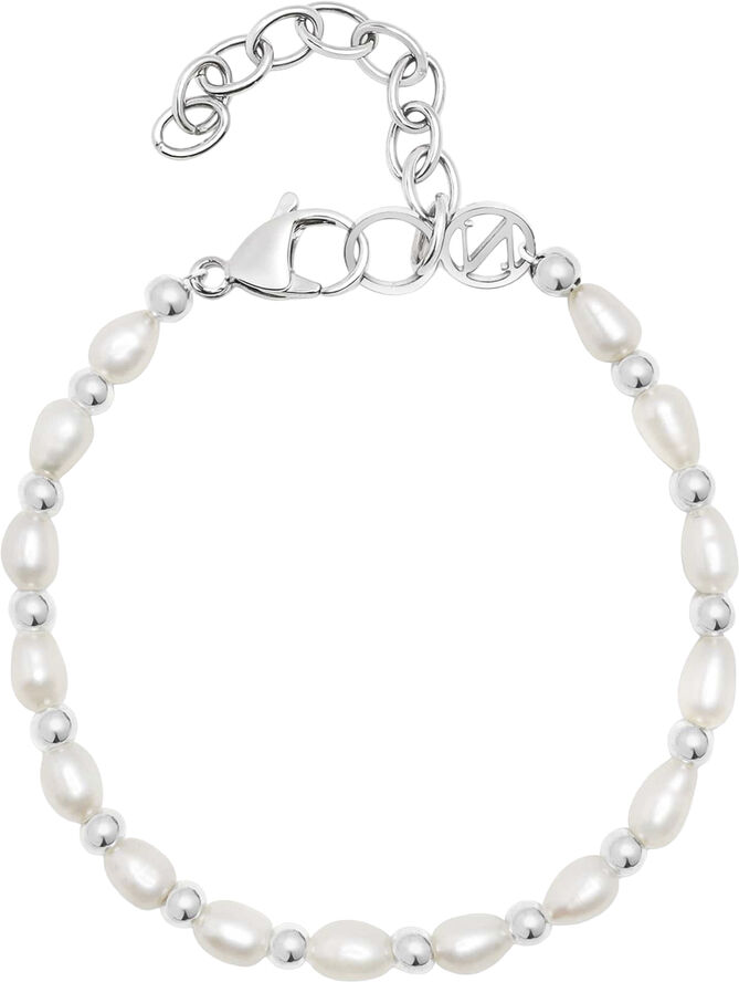 Nialaya Men's Baroque Pearl Bracelet White