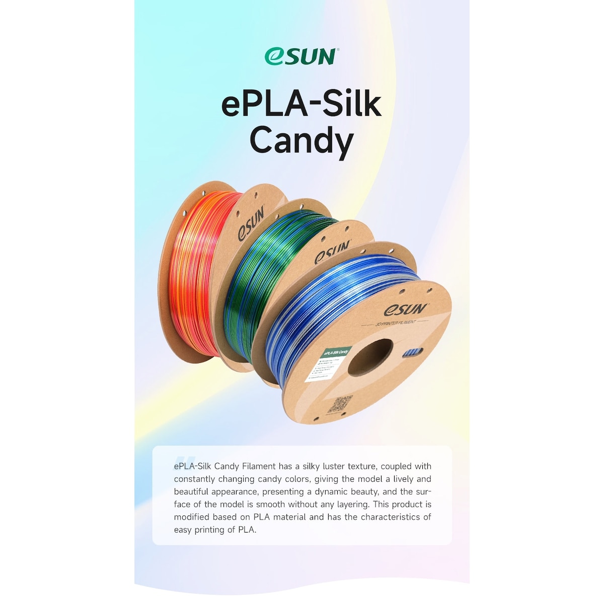 eSUN Silk Candy 1.75mm 1kg - Gold Blue Green
