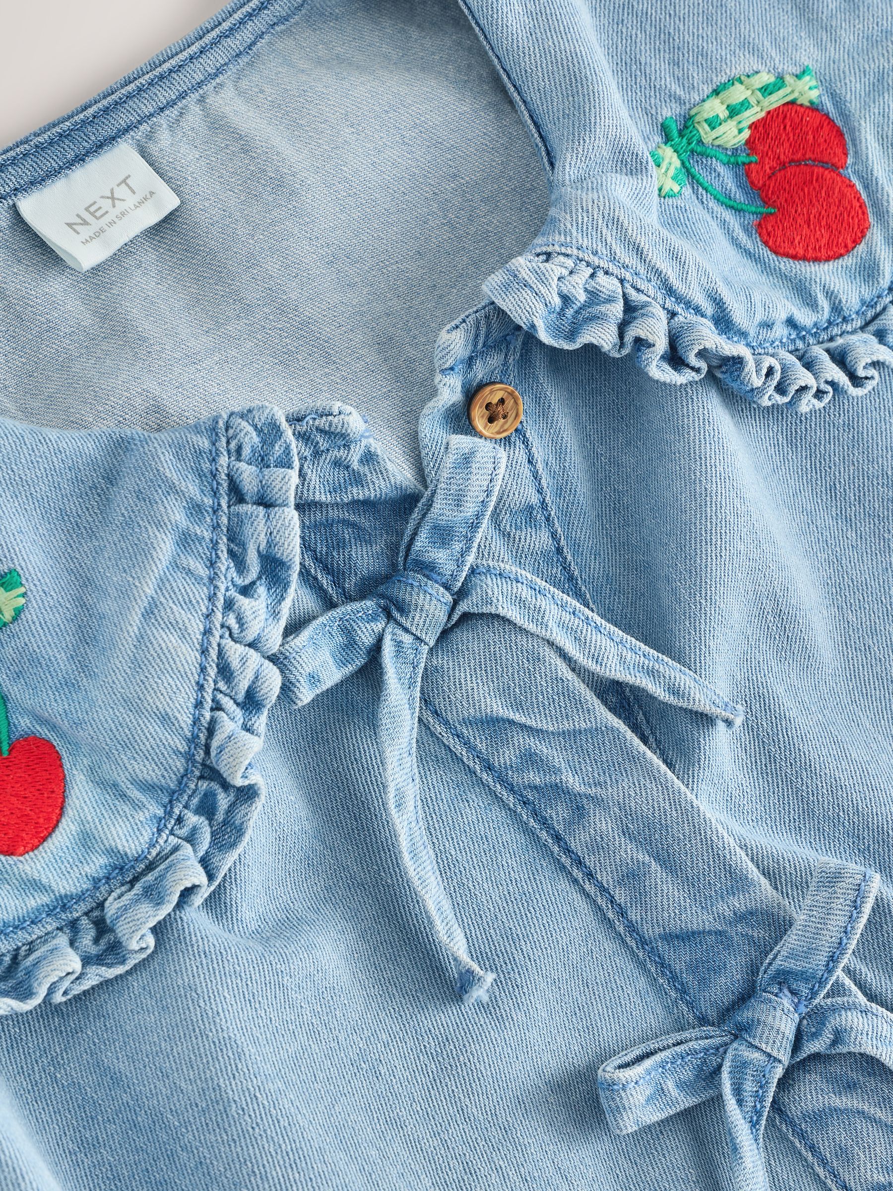 Blauwe denim - Blouse met lange mouwen en kraag (3-16jr)