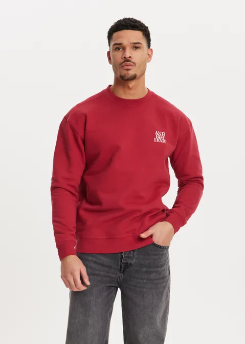 Crewneck met print merk rood (ROO)