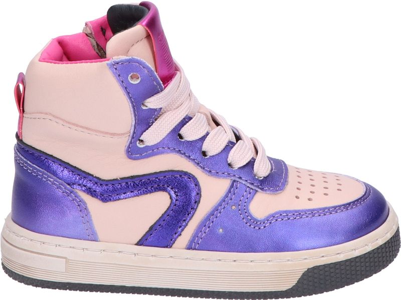 P1301 - Hoge Sneaker - Paars - Leer - Meisjes