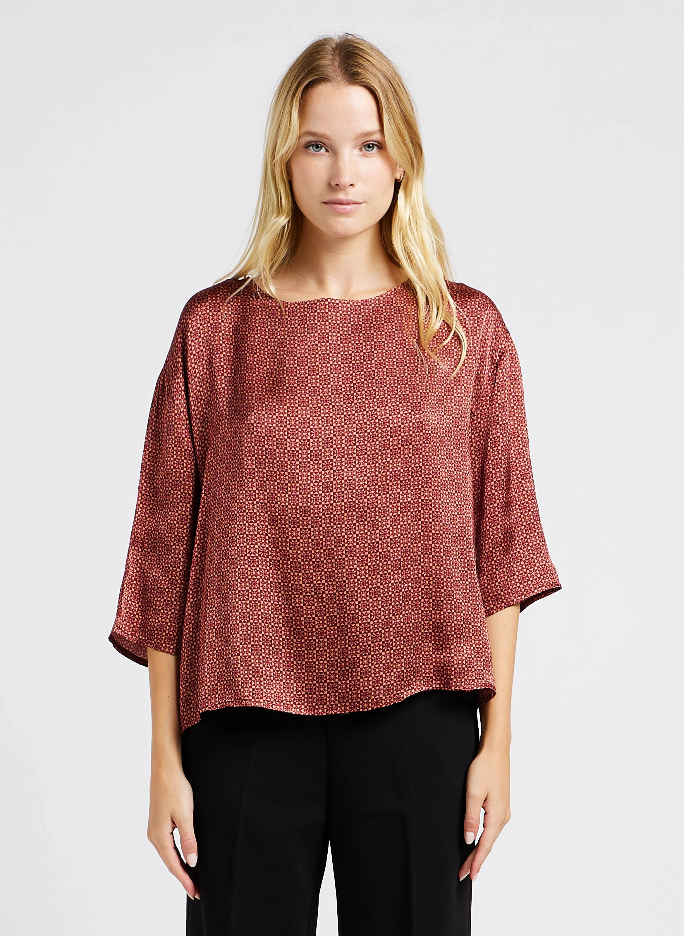 LOLLY - Blouse col rond imprimée | Doré