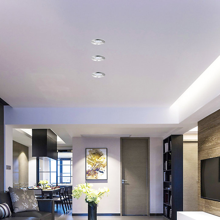 Lot 3 spots à encastrer LED GU10 Ø8,5cm IP20 230lm 35W 3W Blanc chaud Argent